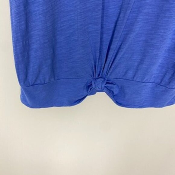 Mododoc Knotted Twist Front Top Womens Large Purple Short Sleeves Boxy - Picture 2 of 7